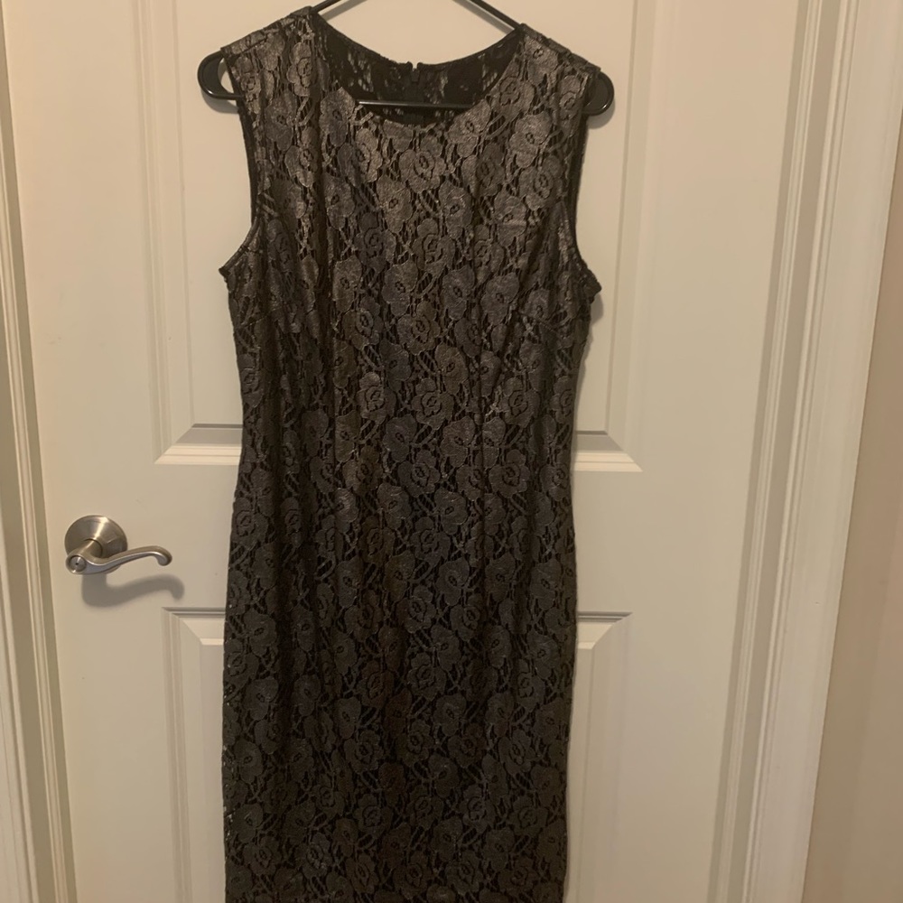 White House Black Market Holiday Dress. Lace overlay - full zipper back.